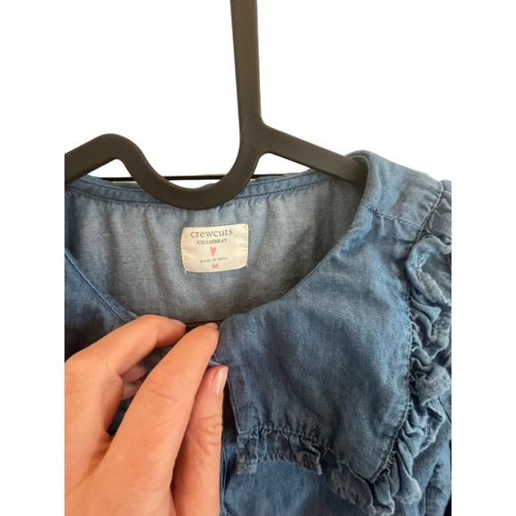 Crewcuts Girls Chambray Collared Top, Size 10, Oversized Collar, Medium Wash - Picture 6 of 6